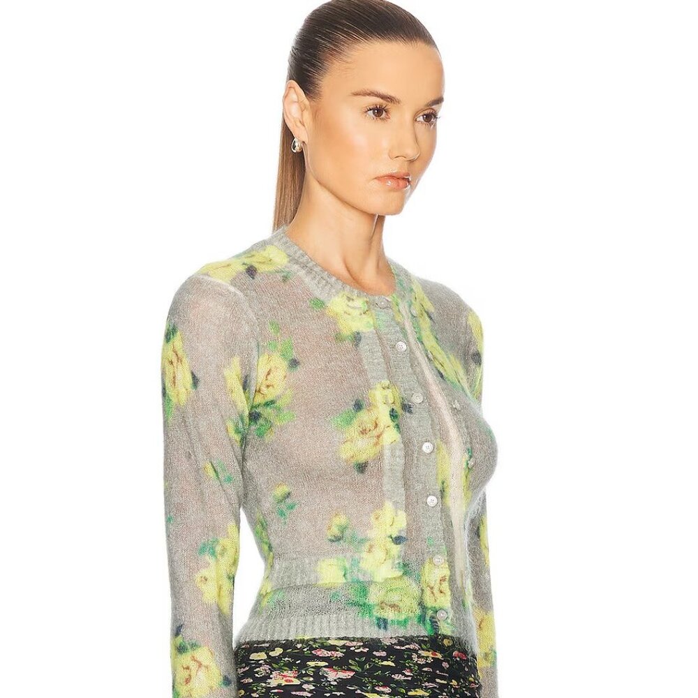 ACNE STUDIOS Layered mohair cardigan - Grey/multi - Sz S